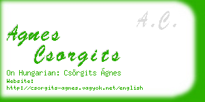 agnes csorgits business card